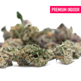 Light green Lung Buster Indoor THCa Flower Smalls with visible trichomes and udder madness aroma