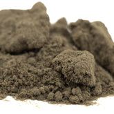 Tangelo THCa Kief showing finely textured olive-brown hemp flower powder with clumps