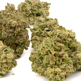 Dried White Truffle THCa Hemp Flower with dense frosty buds and orange hairs