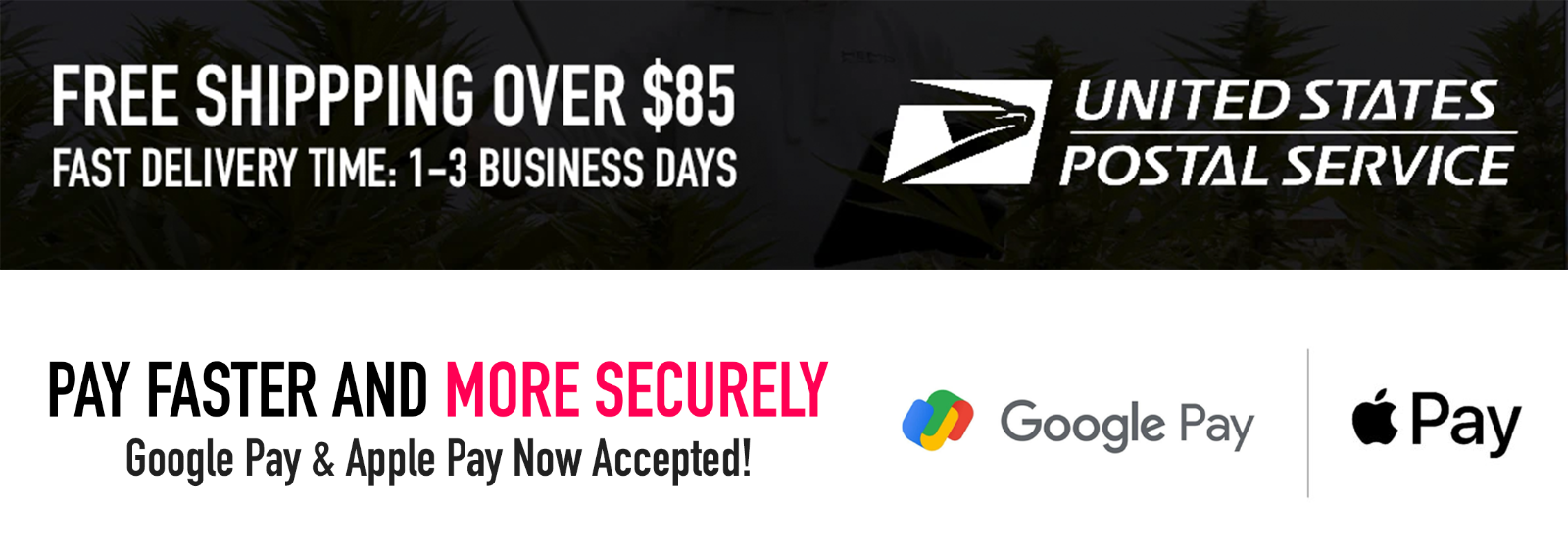United States Postal Service advertisement with free shipping offer and payment methods.