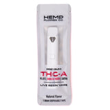 White disposable thca disposable vape pen in clear packaging from hemp flower co with banana kush flavor and 98.01% thca