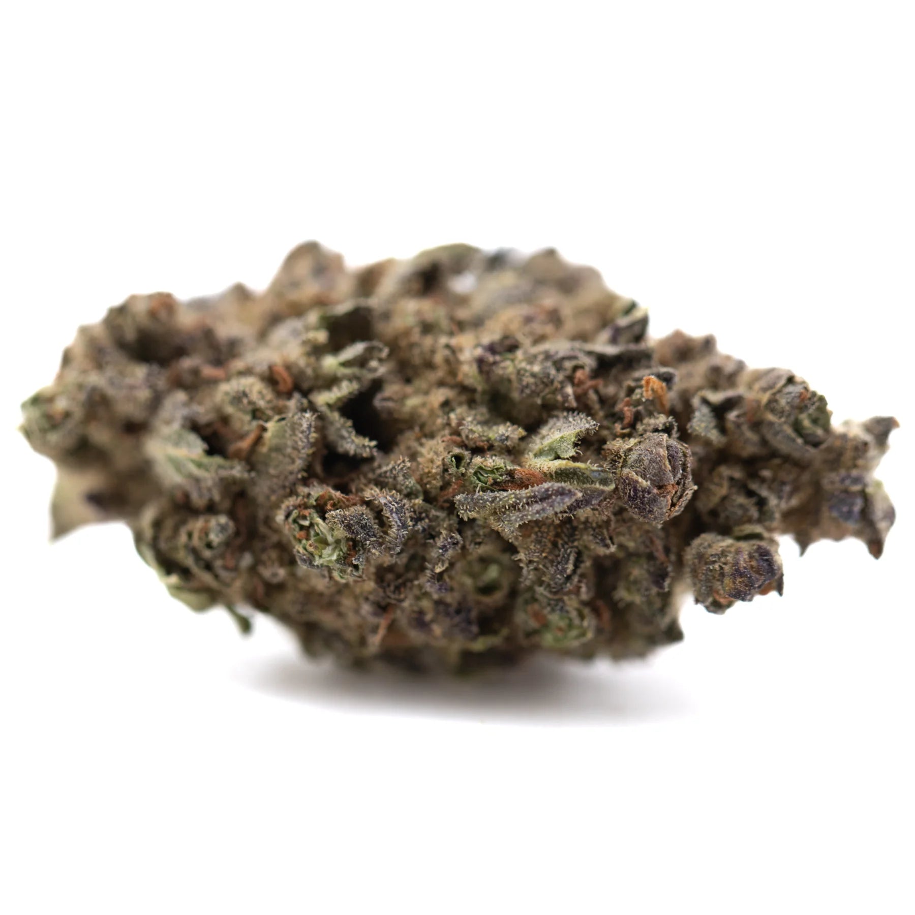 Banjerine full-term dense cannabis bud with tangelo genetics bright citrus notes and green purplish hues covered in trichomes