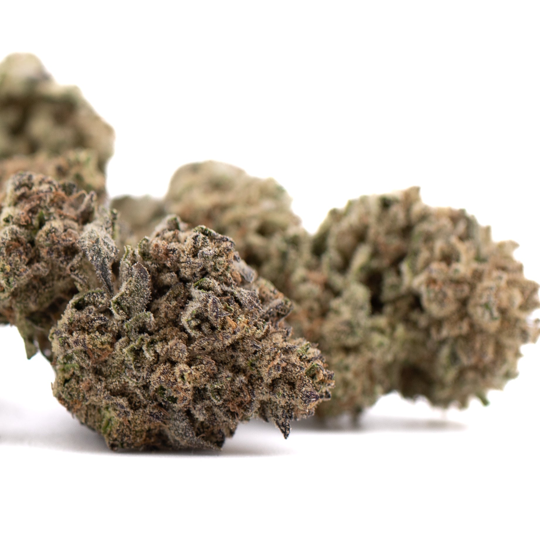 Premium Black Ice THCa hemp flower bud with dense trichomes