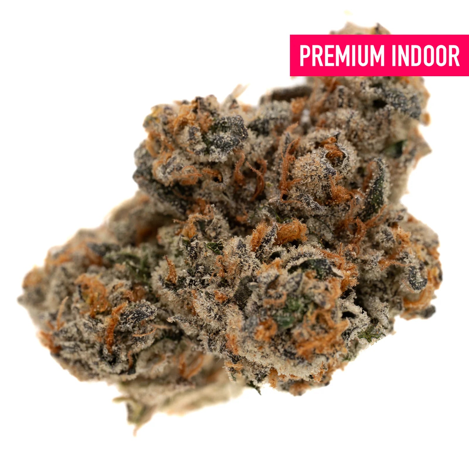 Cadillac Rainbow THCa Flower with dense trichomes, orange pistils, dark green leaves