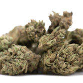 A cluster of dense green cbg hemp flower buds with textured surface and brown trichomes in cbg hemp flower #2 smalls