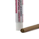 Cherry truffle premium blunt by flower co in white tube with red text contains 1 gram cannabis highland afghan terpene profile