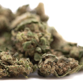 Dense green cola full-term thca smalls flower with creamy strawberry cheesecake aroma and fine trichomes texture