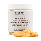 Jar of Dosi Mango THCA Crumble Wax with high THC-A percentage for wholesale buyers
