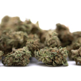 Premium Durban Poison THCa Flower Smalls with rich green buds and trichomes