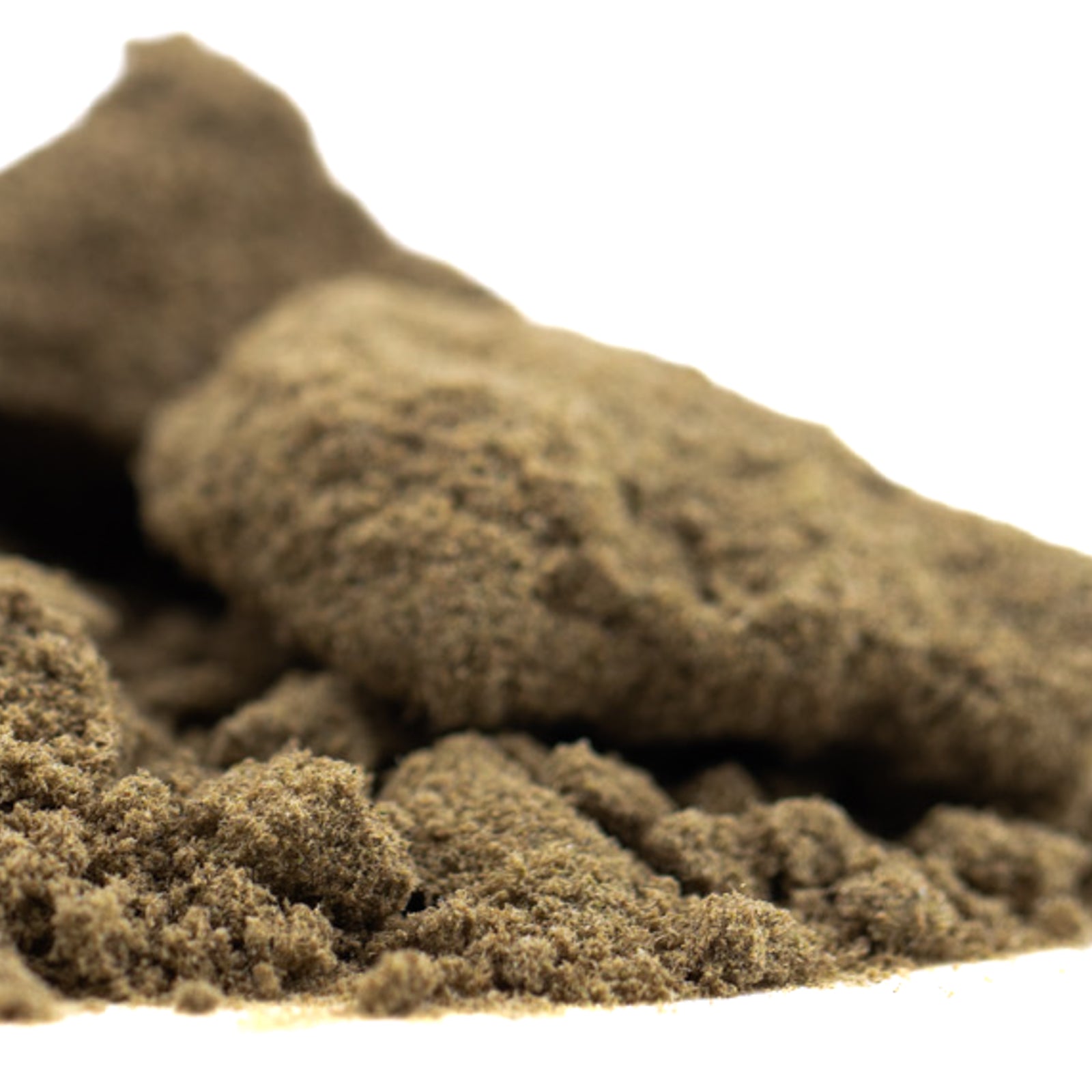 Face Gas THCa Kief with brown textured hemp flower bar