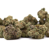Gelato thca greenhouse smalls with green and brown frosty cannabis buds featuring a textured surface