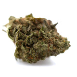 A dense green gelato thca flower bud with fine trichomes and brown pistils from greenhouse smalls wholesale