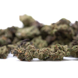 A dense textured gmo full term thca flower smalls bud with green and brown hues for girl scout cookies fans