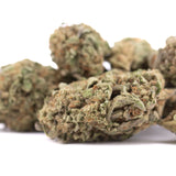Green and brown jokerz candy thca hemp flower buds with frosty texture for mood elevation and grape gasoline aroma