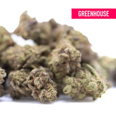 A dense greenish brown money ball’s hemp flower smalls with textured surface and visible trichomes from gary poppins