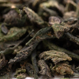 Dried dark green and brown thca trim wholesale tea leaves with textured surface for party animals indoor and animal cookies