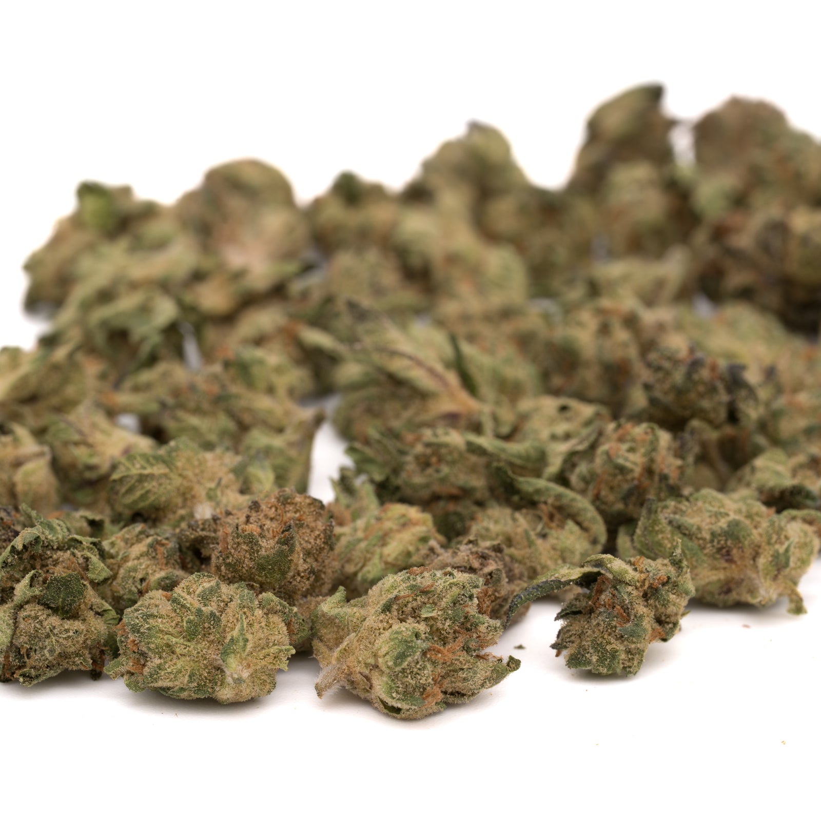 Pineapple Express THCa hemp flower smalls with green purple buds