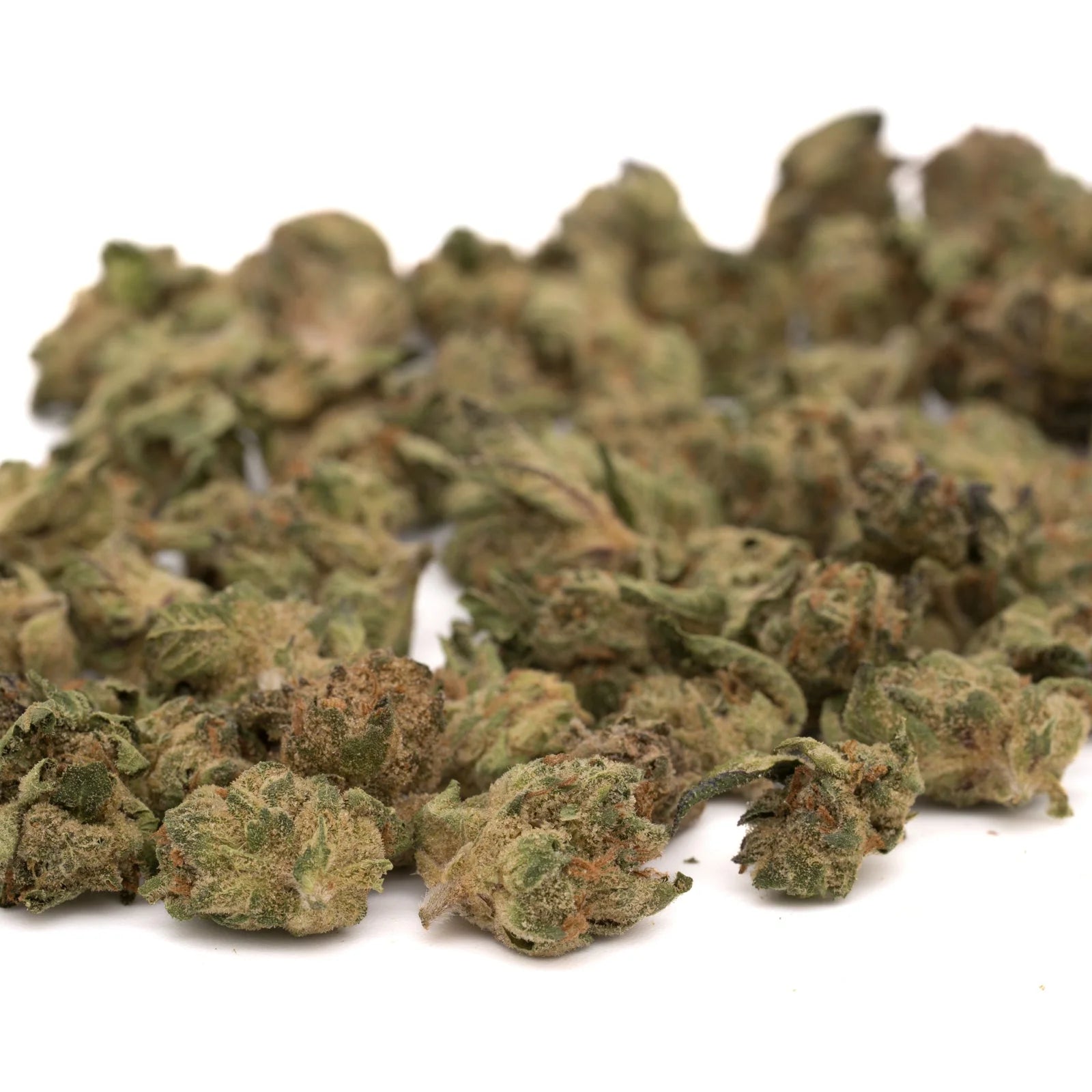 Pineapple Express THCa hemp flower smalls with green purple buds