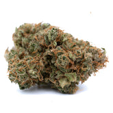 Dense Sour Chem CBD hemp flower full-term with trichomes and orange pistils