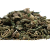 A pile of dried sour diesel thca trim wholesale leaves with green and brown hues and a slightly fuzzy texture for hemp flower