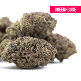 Greenhouse sugar thca hemp flower buds with dense texture and green and purple shades featuring legendary cinderella