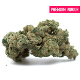 Dense green Teflon Indoor THCa Flower cannabis bud with trichomes, Oregon Trainwreck strain