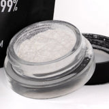 A clear glass jar filled with fine white thca isolate powder from oregon hemp flower for therapeutic benefits