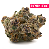 Wedding Cheesecake Indoor THCa Flower with dense trichome-covered purple and green cannabis bud