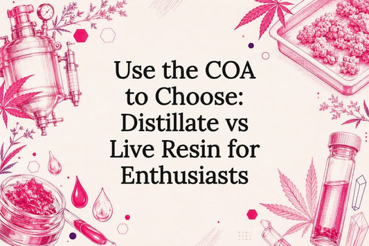 Decorative distillate and live resin title card