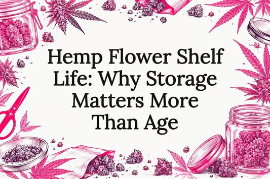 Hemp flower storage title card illustration