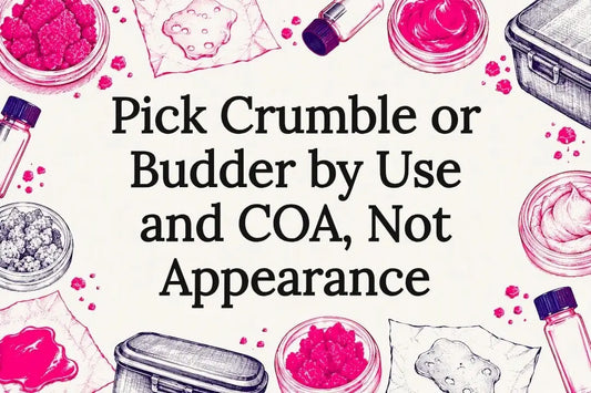 Decorative crumble and budder comparison title card