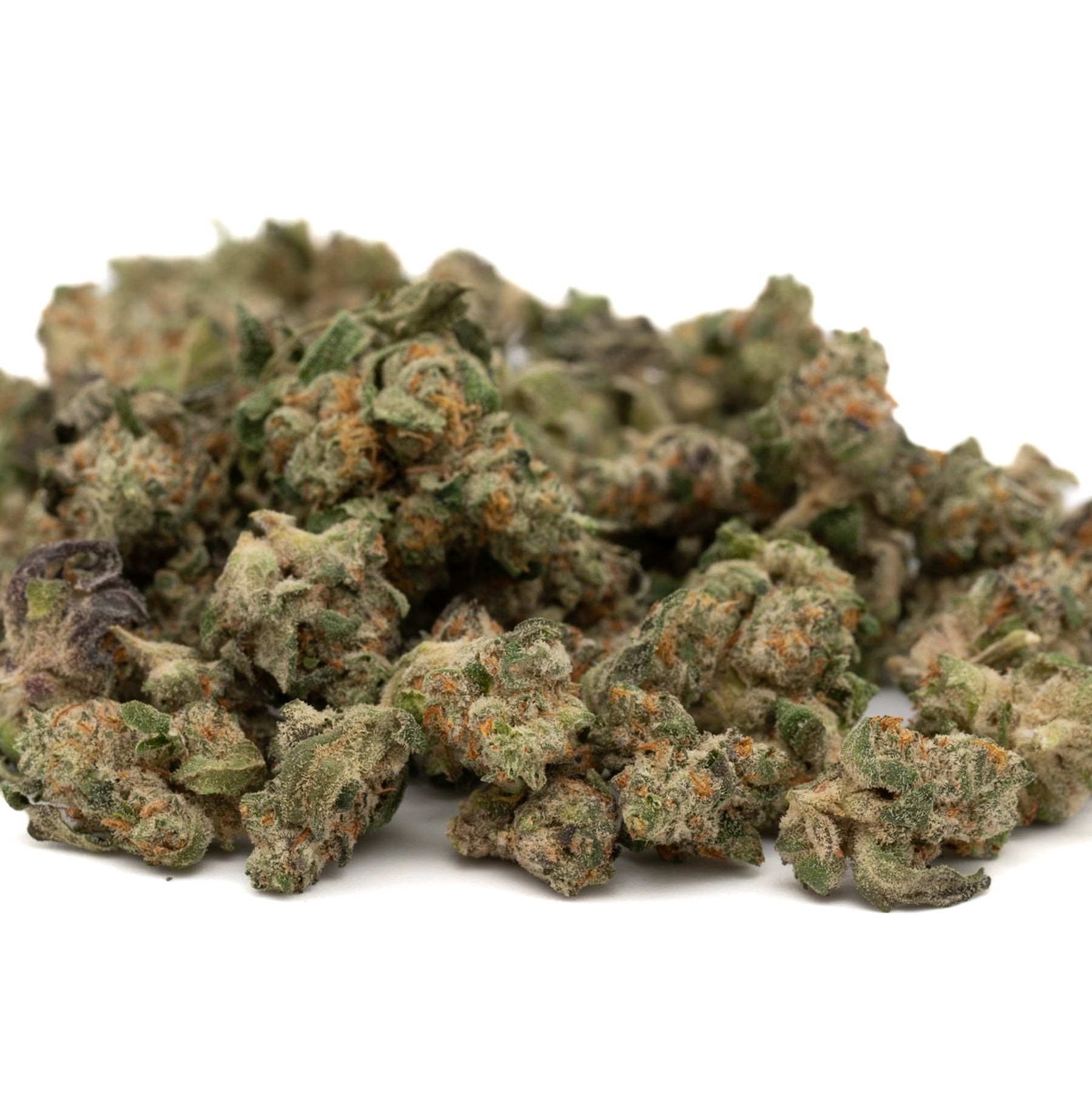 Dried Lemon Cherry Gelato THCa Indoor Flower Smalls with green, orange, and purple hues