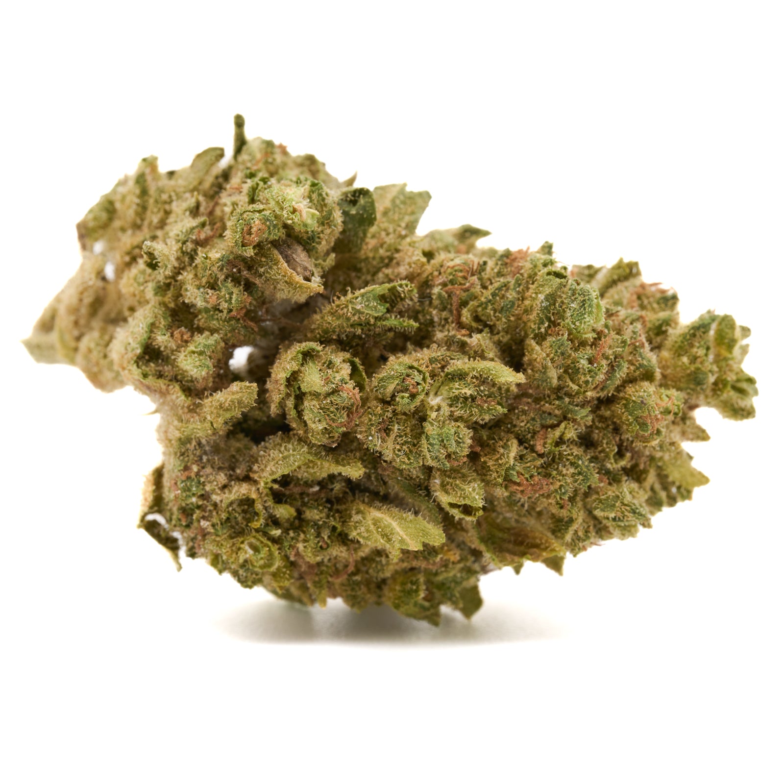 Dried cannabis bud with green and orange hues covered in trichomes for Lucky Charms THCa Flower