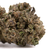 Green After Dark #2 THCa hemp flower bud with white trichomes