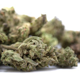 Banjerine thca flower smalls full-term ultra-premium citrus indica dense green bud with fine trichomes and purple hints