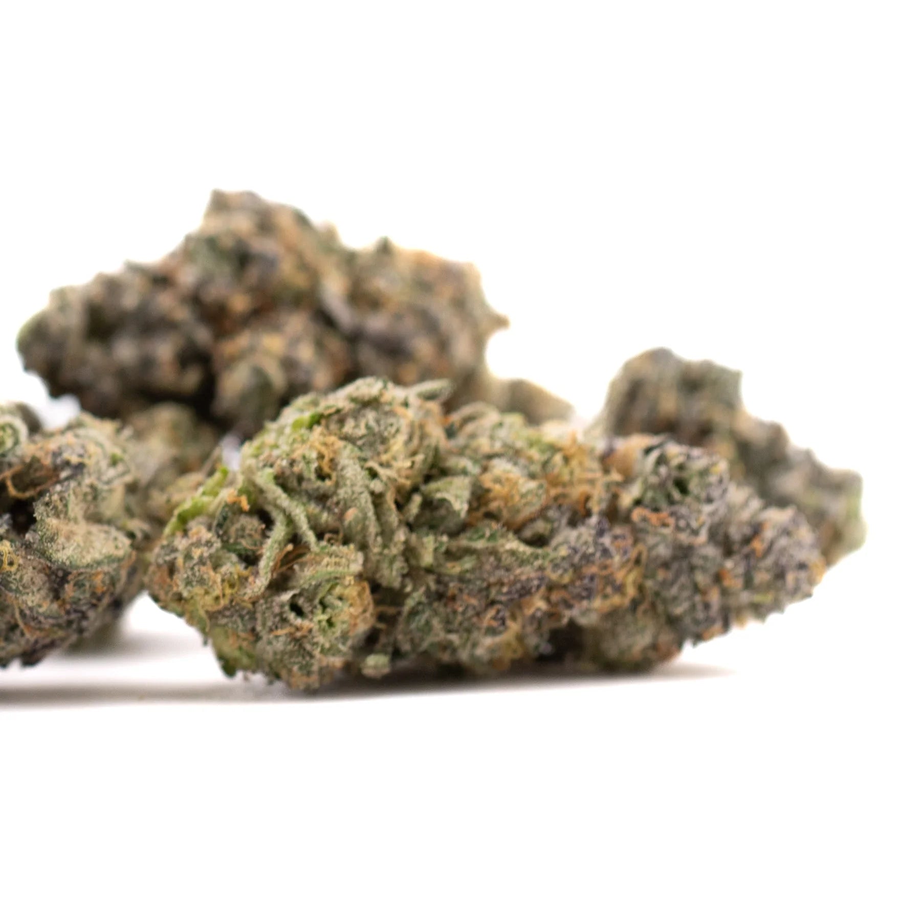 Premium Berry Blast THCa Flower: Green Brown Bud with Trichomes