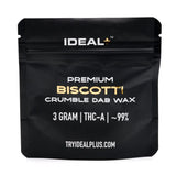 Black pouch of Biscotti 94.67% THCa Crumble Dab Wax, God’s Gift hemp flower concentrate