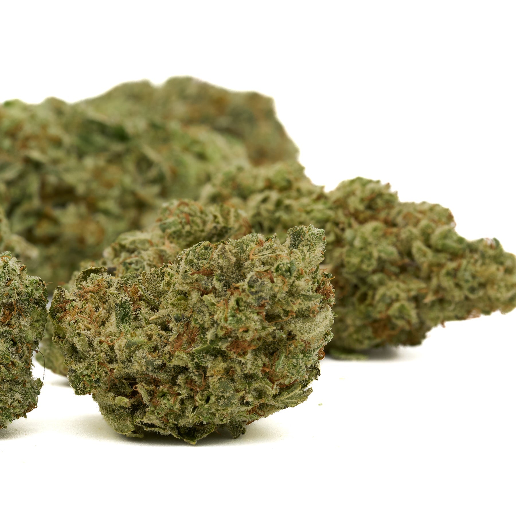 Green cannabis buds with orange hairs from Black Cherry Diamonds Indoor THCA Flower