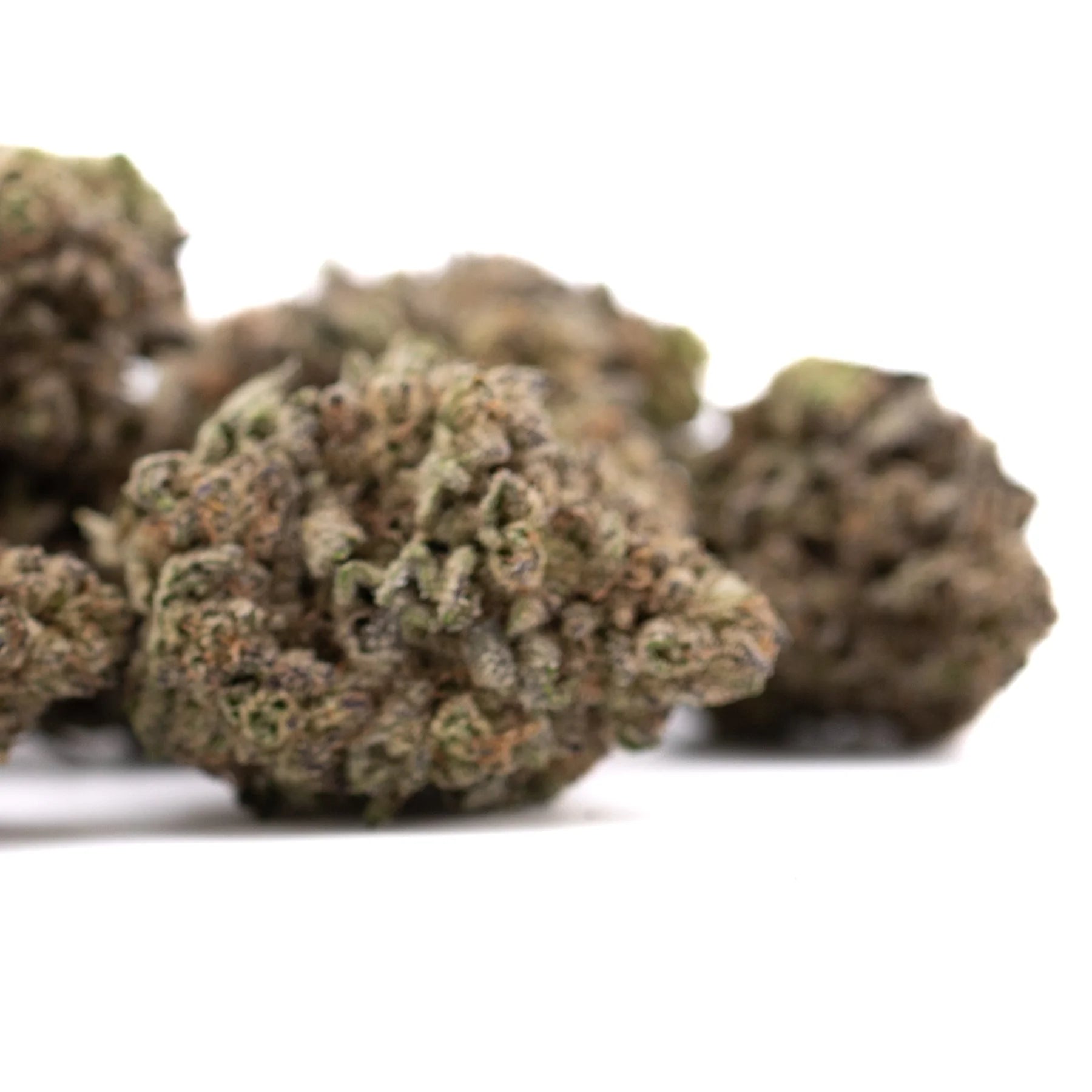 Premium Black Ice THCa hemp flower buds with rich green tones and resin coating
