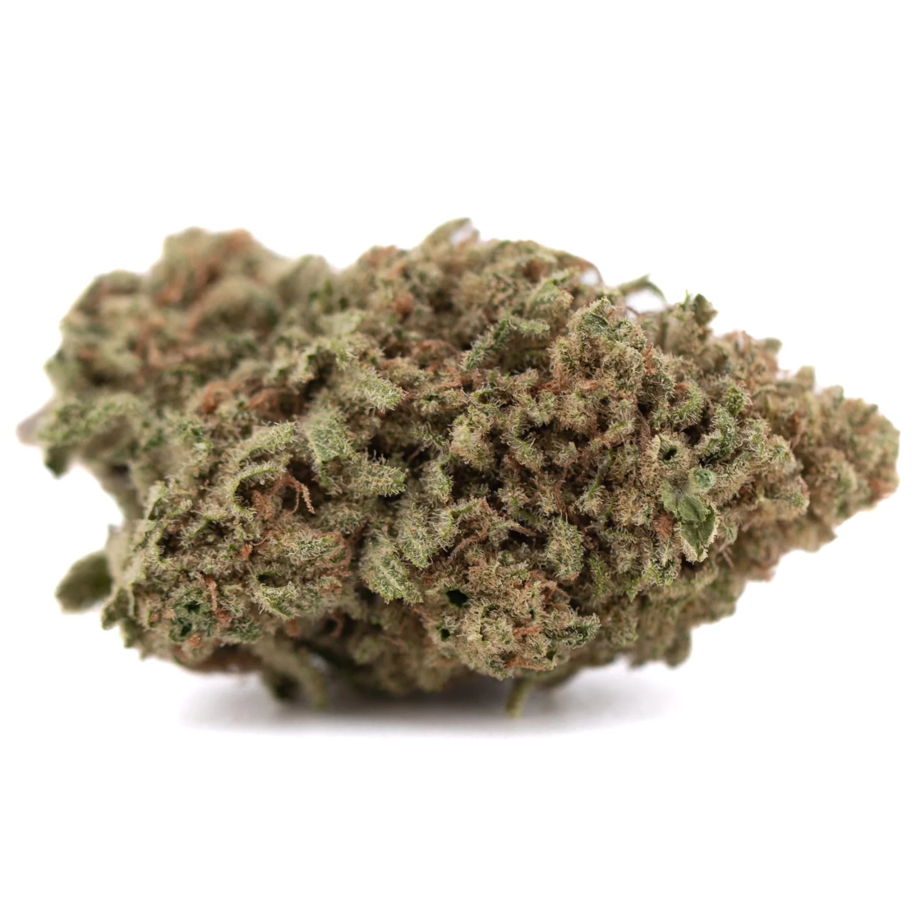 A dense textured cannabis bud with green and brown hues from the legendary blue dream recognized strain hemp flower