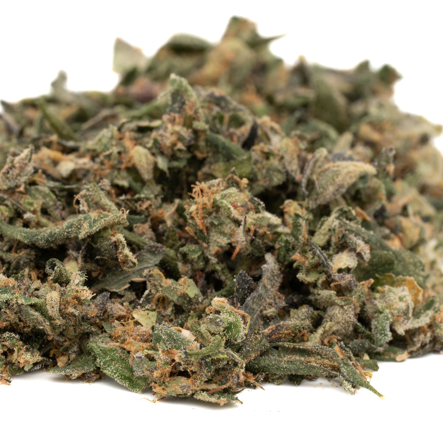 Blue Dream THCa Indoor Trim wholesale hemp flower with green plant material and trichomes