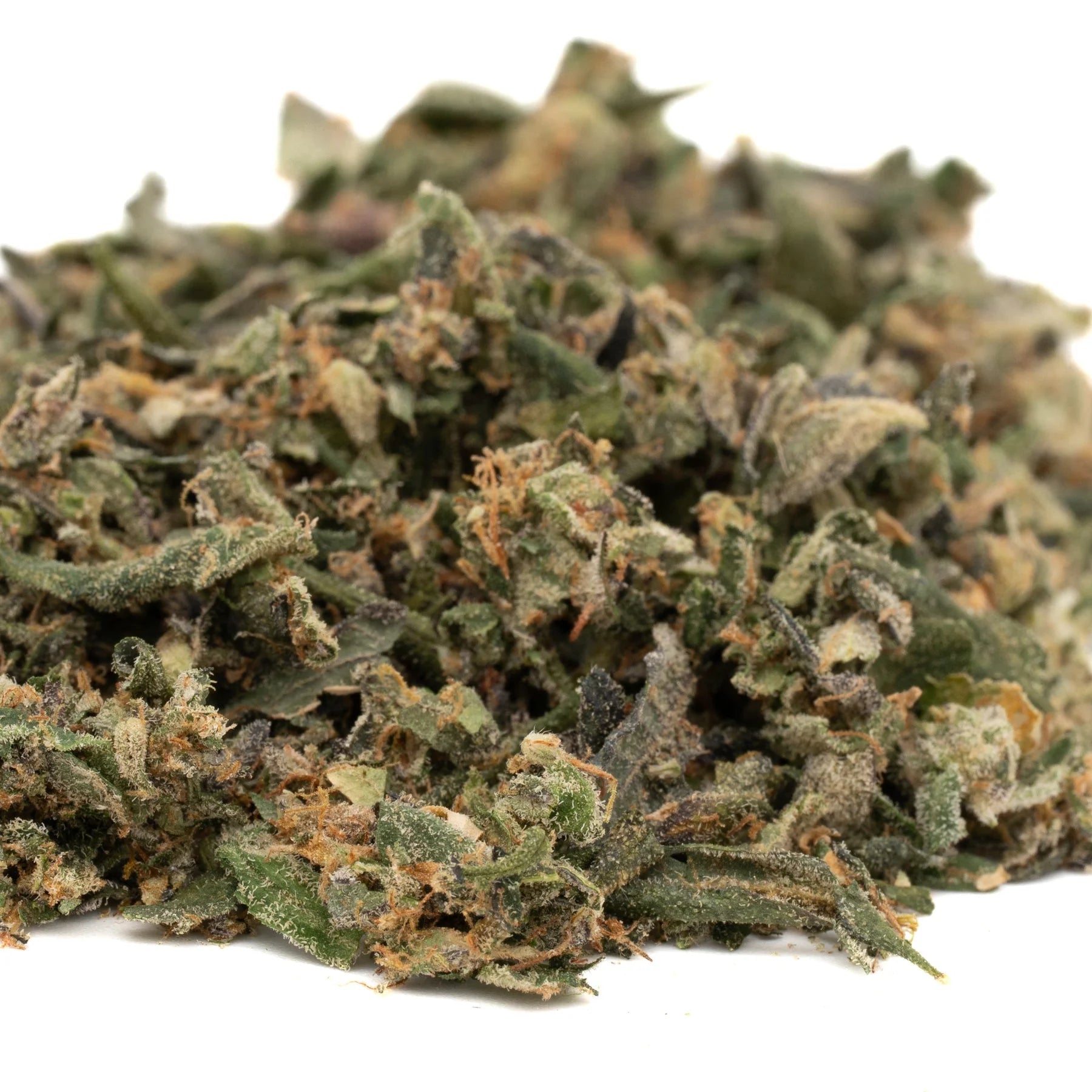 Blue Dream THCa Indoor Trim wholesale hemp flower with green plant material and trichomes