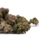Dried Blue Heron’s THCA Indoor Flower Smalls with trichomes and orange hairs