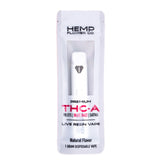 White disposable vape pen in clear plastic package branded hemp flower co for blue razz live resin disposable vape