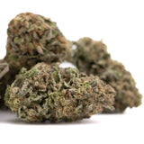 Green and brown zkittlez x gelato hemp flower buds with frosty texture showing award-winning genetics