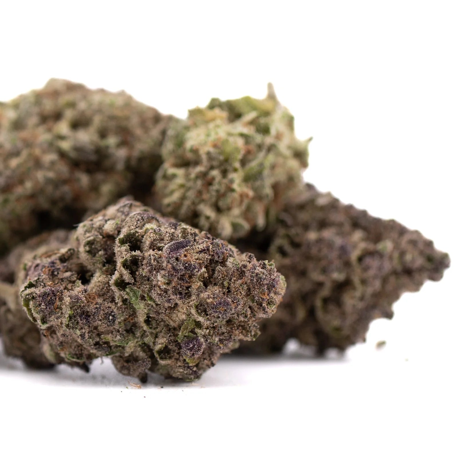 Cali Burger THCa hemp flower bud with purple green hues dense trichomes