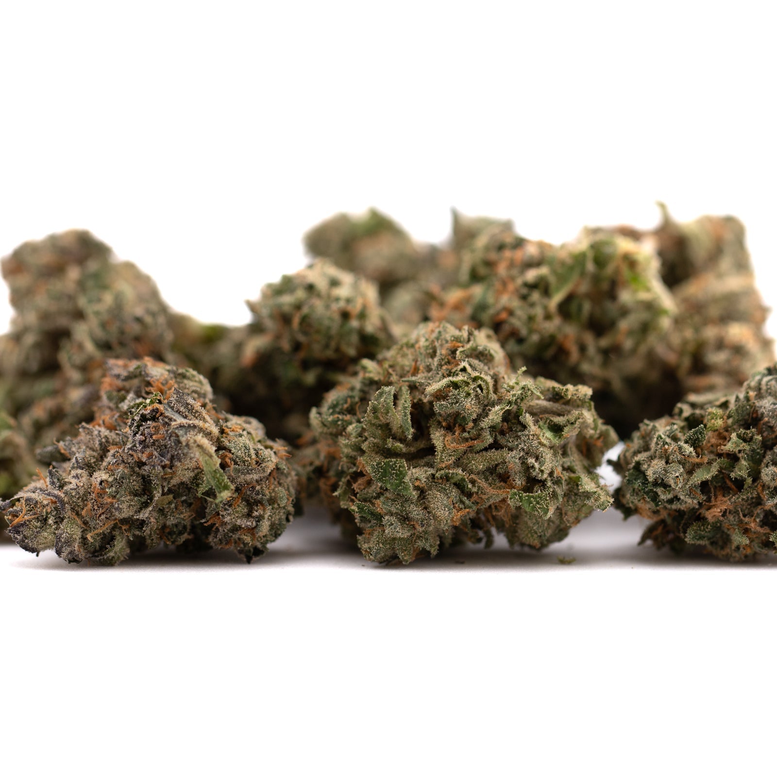 Green Canal Street Runtz THCA Flower buds with orange hairs, explosive cerebral effects