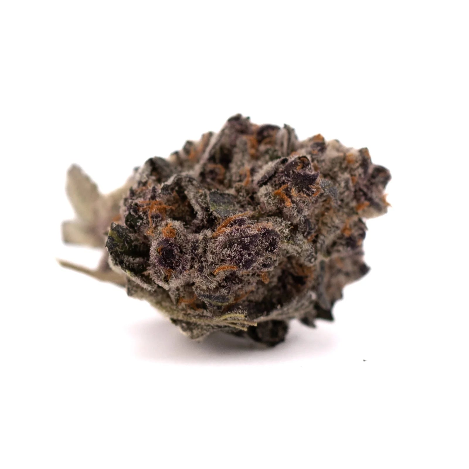 Candy Mac THCA indoor cannabis bud with orange pistils and white trichomes