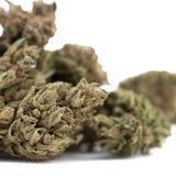 A dense green cbg hemp flower bud with fine trichomes and subtle brown hints from cbg hemp flower #2 smalls