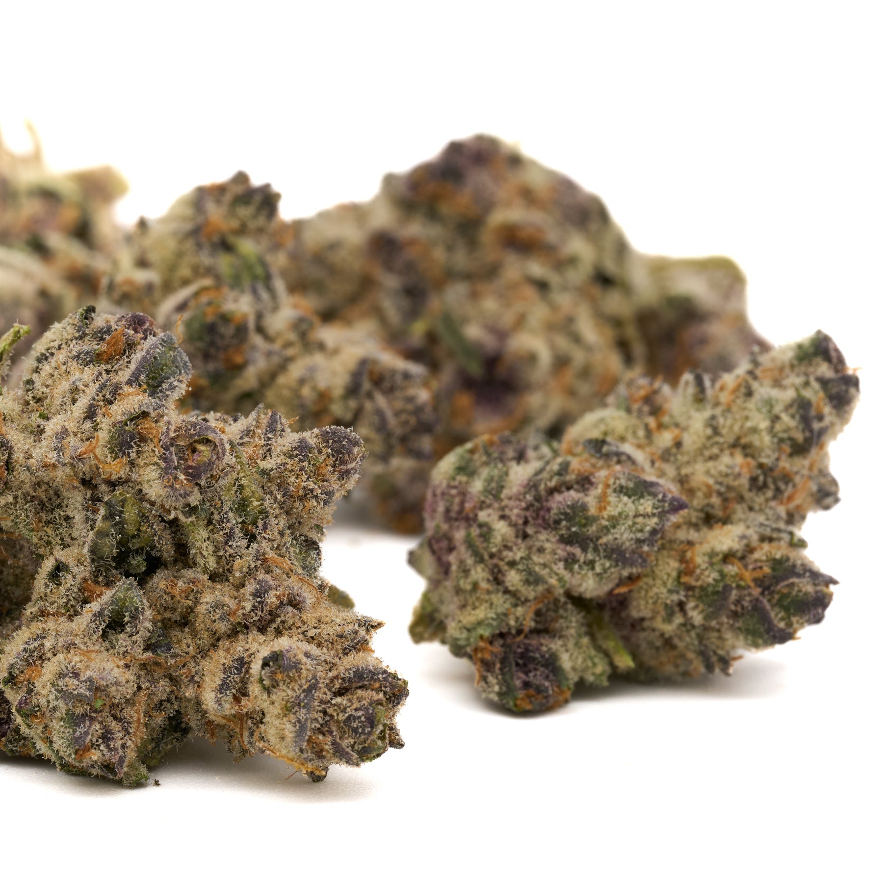 Cereal Milk Indoor THCa Flower with purple and green cannabis buds covered in trichomes